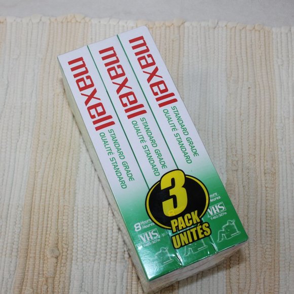 MAXELL T-160 8 HOUR BLANK VIDEO CASSETTE TAPES VHS NEW-SEALED PACK of 3 - Picture 3 of 8